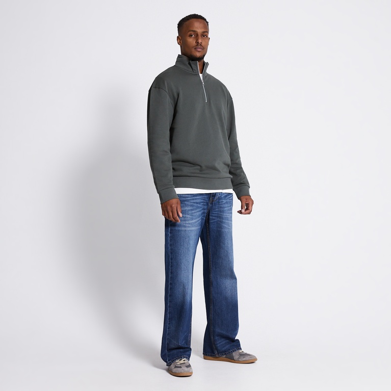 Half Zip Sweatshirt "Frank" Dark Green